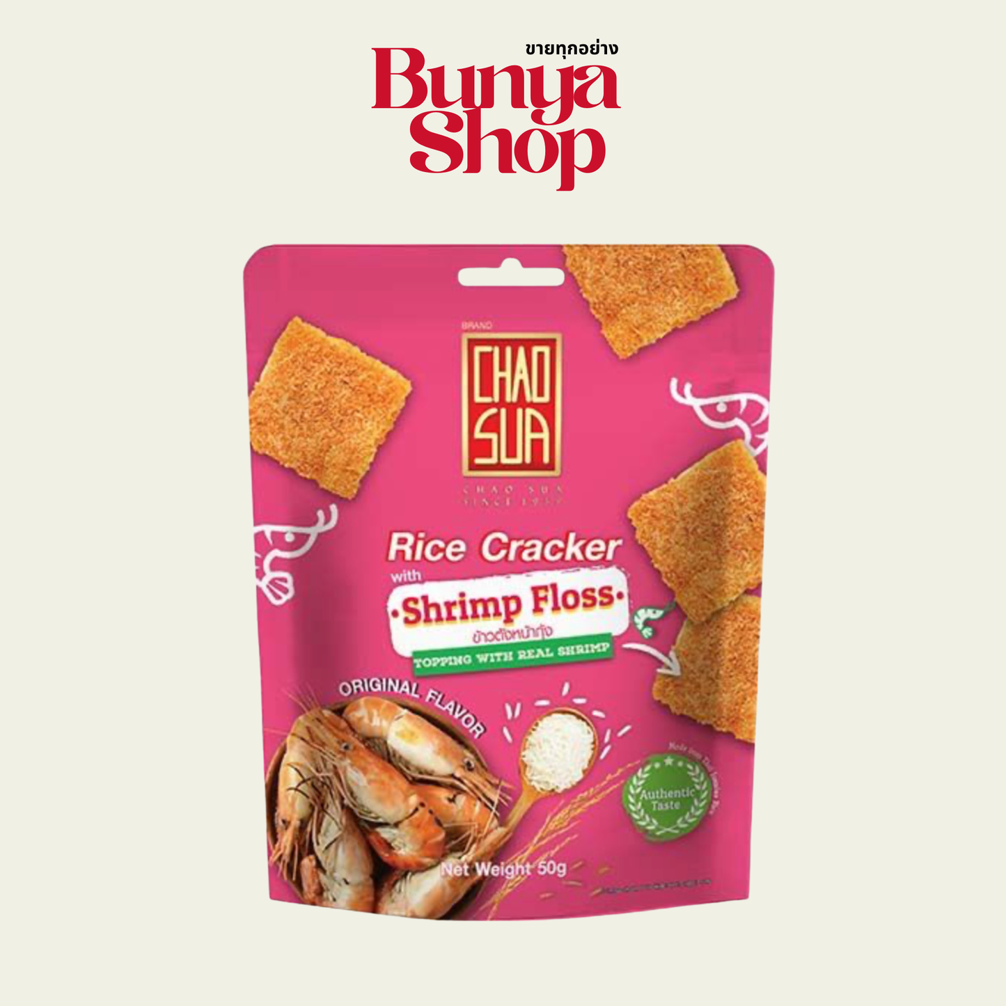 CHAOSUA  Reiskräcker mit Garnelen Floss 50g ข้าวตังหน้ากุ้ง